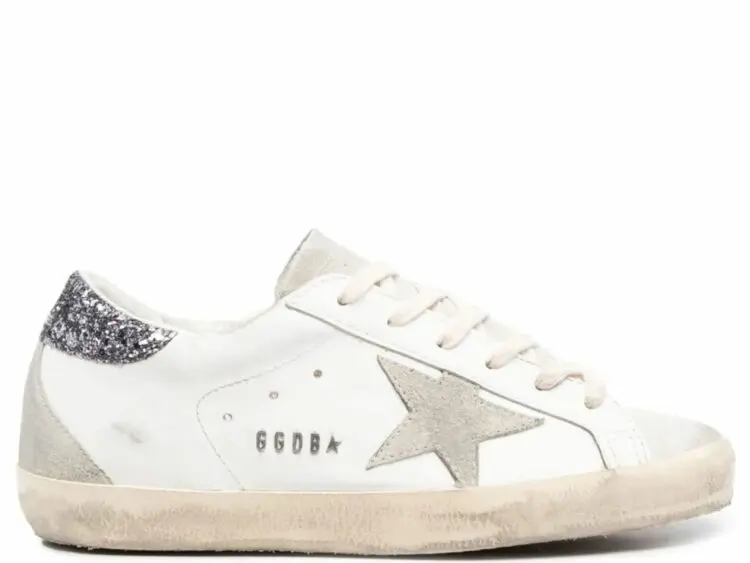 golden goose super star white dark grey glitter (w)