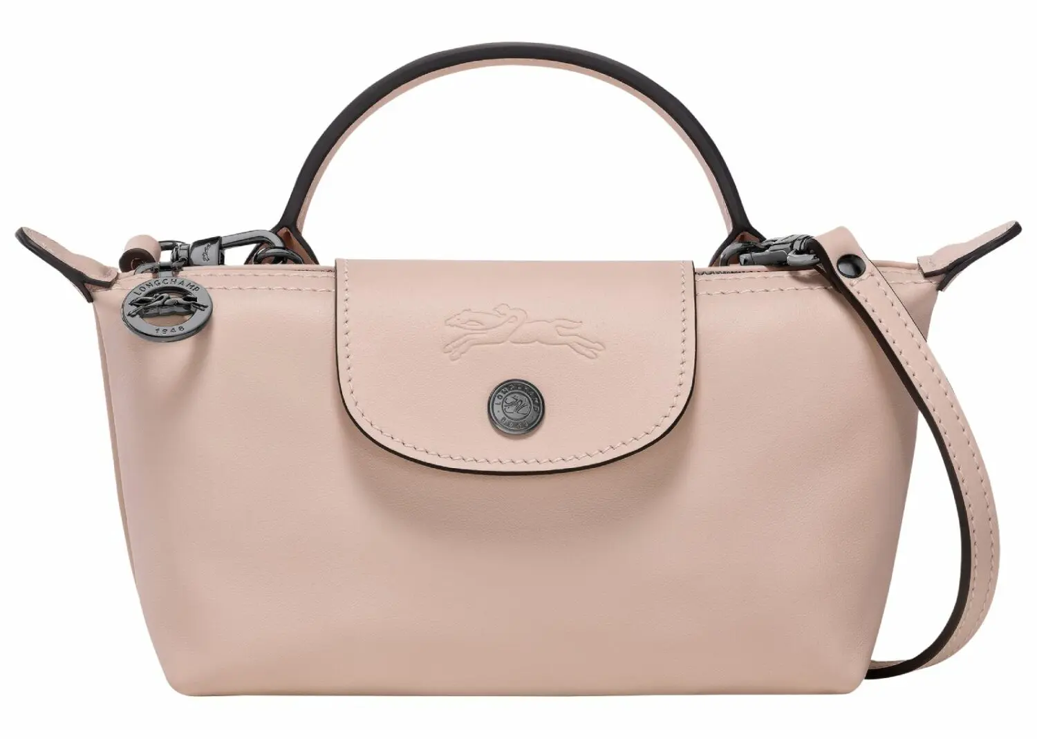 longchamp le pliage xtra xs pouch leather nude