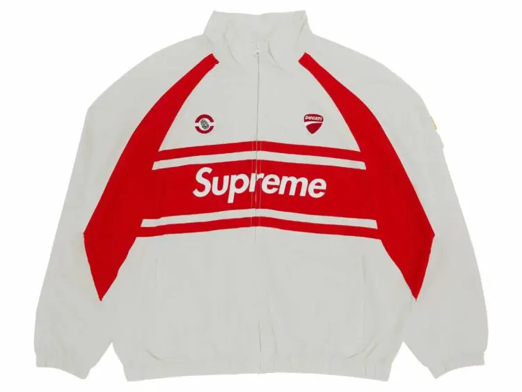 supreme ducati track jacket light grey