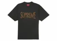 supreme flocked washed s/s top black
