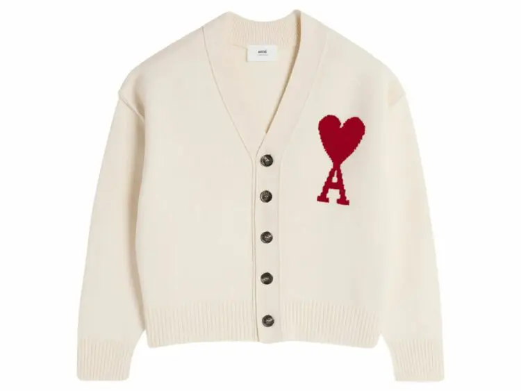 ami paris ami de coeur wool cardigan cream white