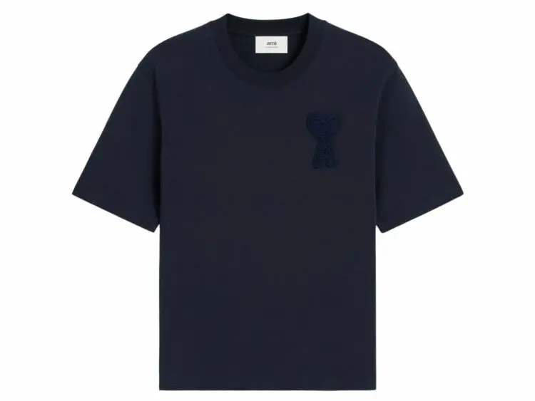 ami paris patch t shirt navy blue