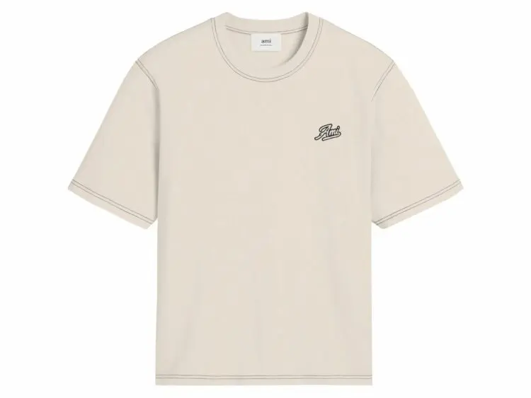 ami paris printed t shirt cream white