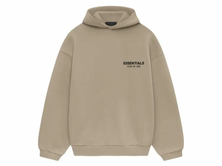 fear of god essentials fleece hoodie desert sand