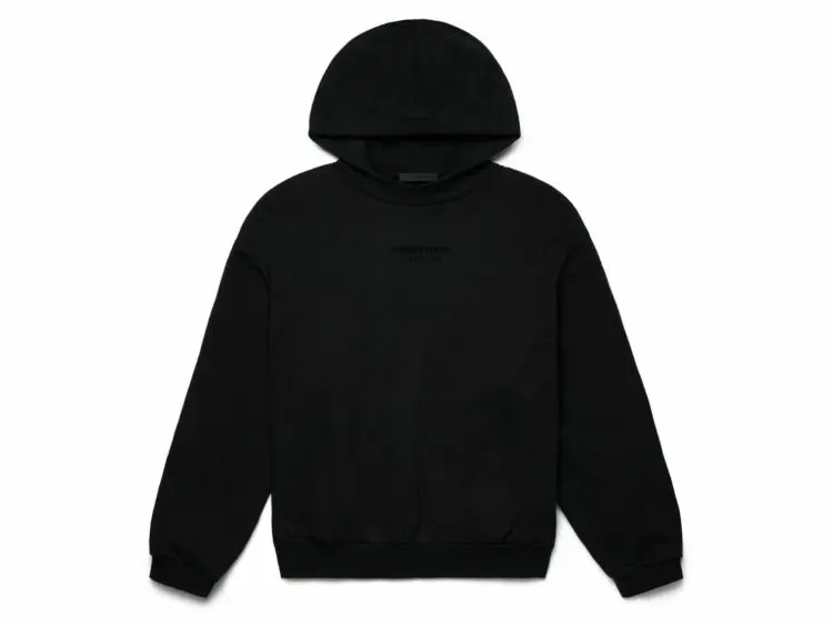fear of god essentials hoodie jet black