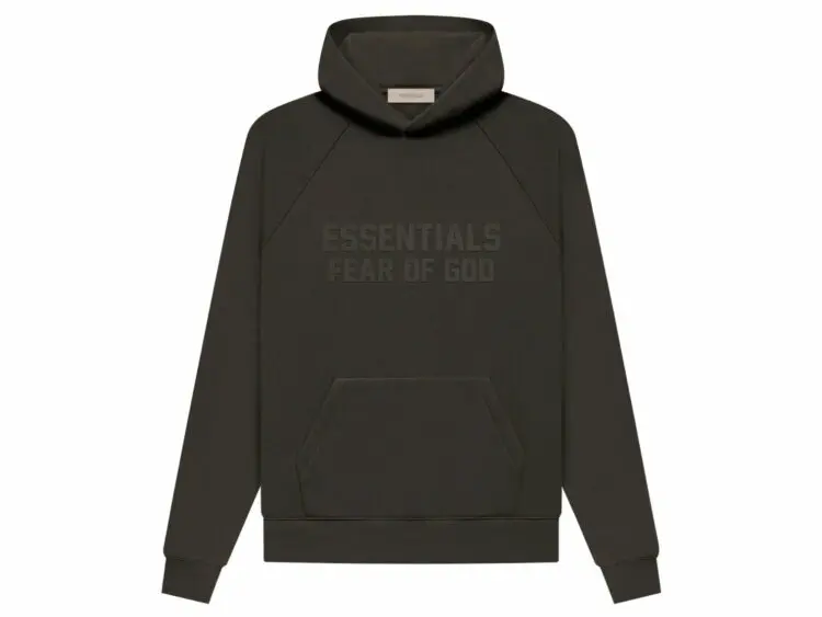 fear of god essentials hoodie off black