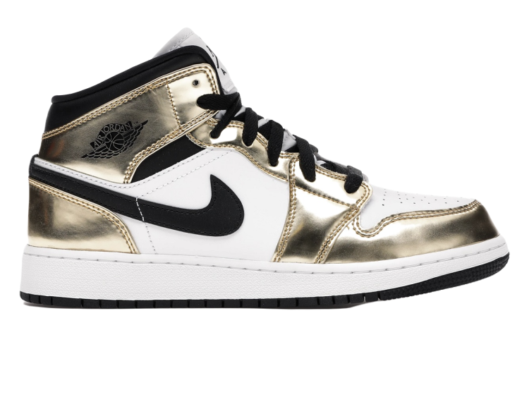 Nike Air Jordan 1 Mid Metallic Gold Black White (GS)