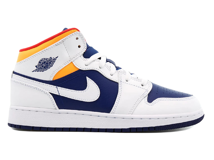 Jordan Mid White Laser Orange Deep Royal Blue