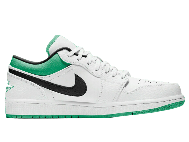 Nike Air Jordan 1 Low White Lucky Green Tumbled Leather (GS)