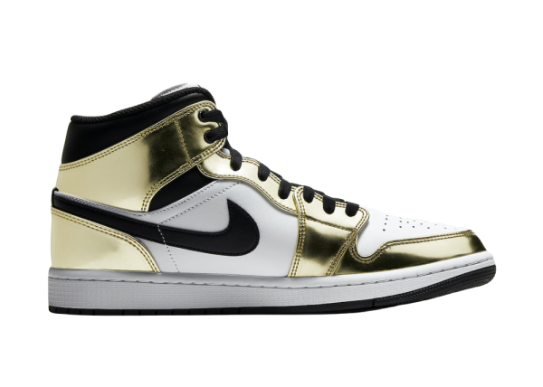 Nike Air Jordan 1 Mid Metallic Gold Black White