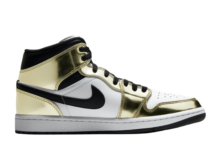 Nike Air Jordan 1 Mid Metallic Gold Black White