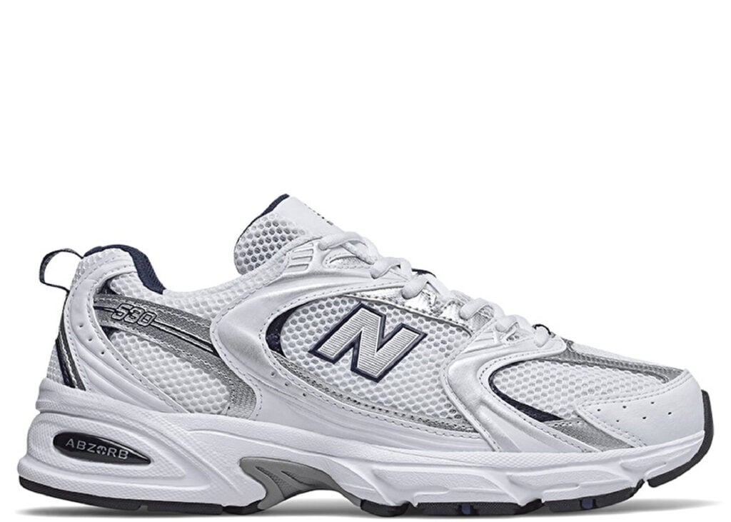 new balance 530 white silver navy