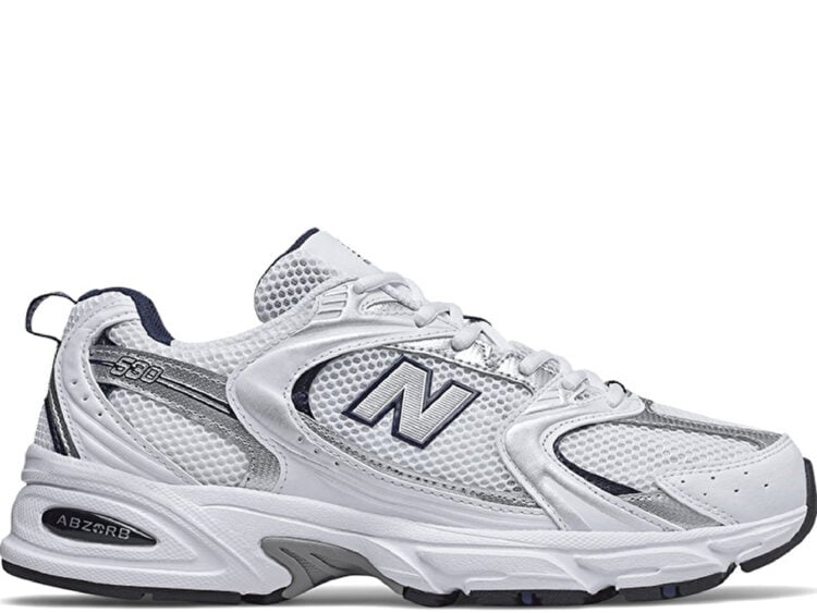 new balance 530 white silver navy