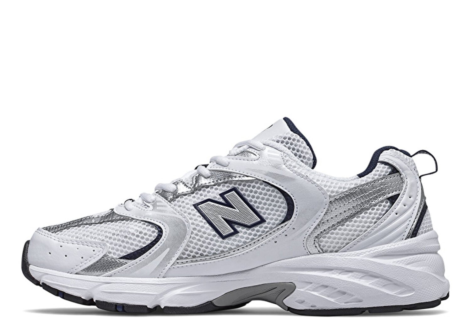 new balance 530 white silver navy