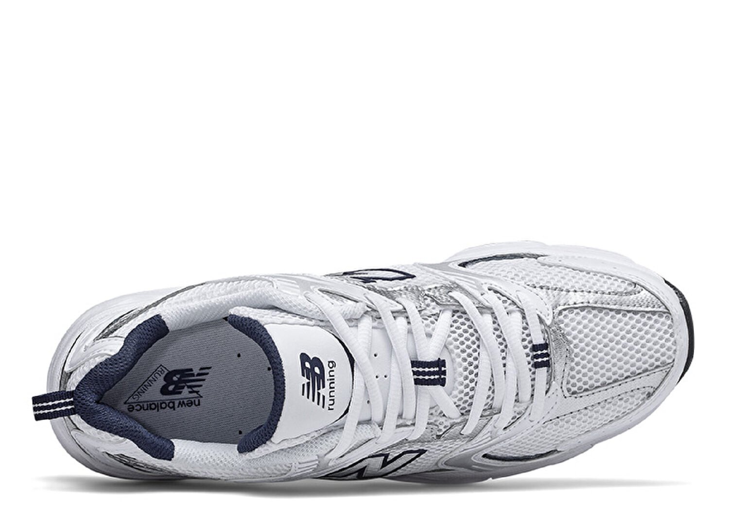 new balance 530 white silver navy