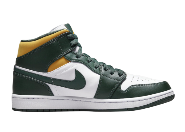 2021 New Air Jordan 1 Mid Sonics Green White Yellow 554725-371