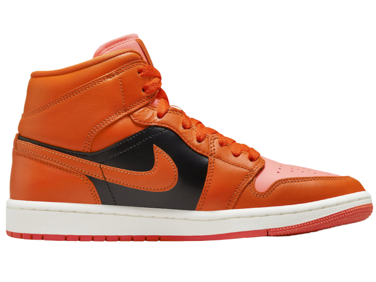 nike air jordan 1 mid orange black (w)