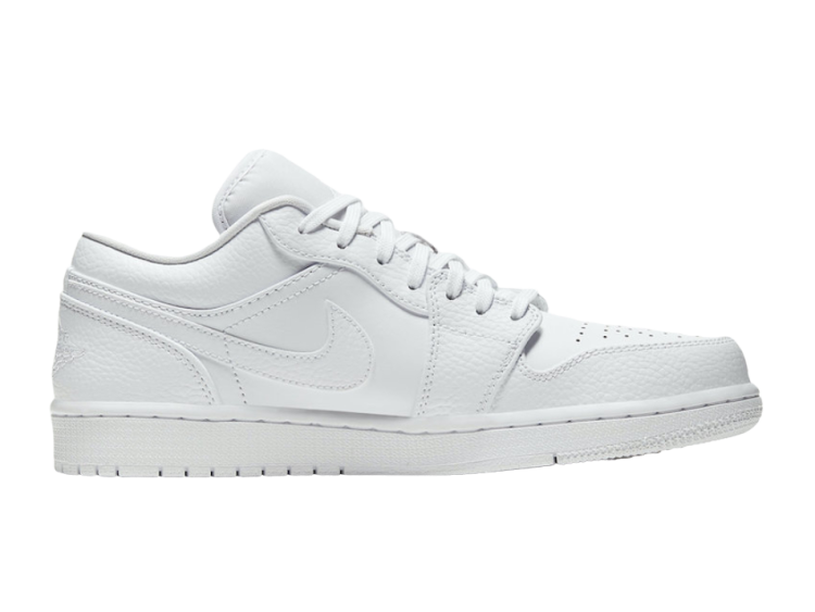 nike air jordan 1 low triple white tumbled leather