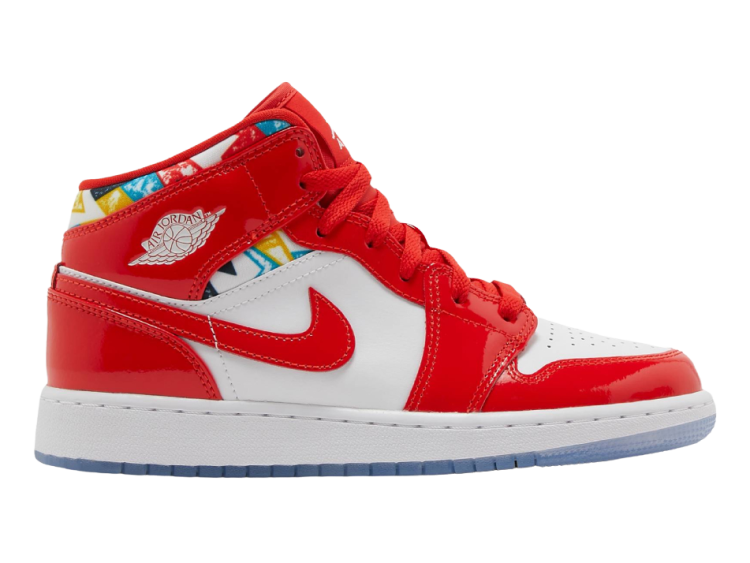 nike air jordan 1 mid barcelona sweater red patent (gs)