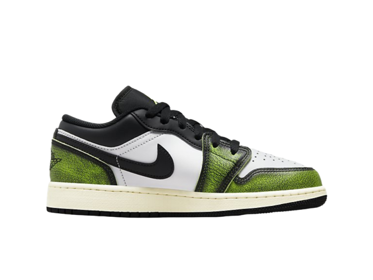 nike air jordan 1 low white black green (gs)