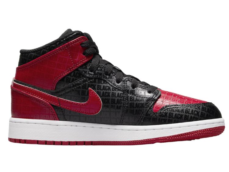 nike air jordan 1 mid bred text (gs)