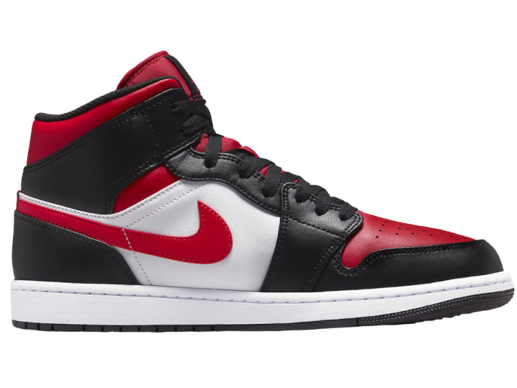 nike air jordan 1 mid white black red (2022)