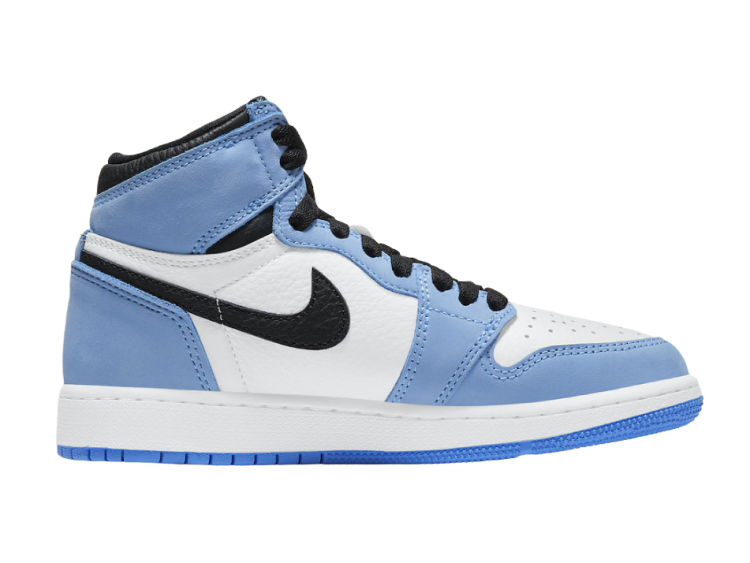 nike air jordan 1 retro high white university blue black (gs)