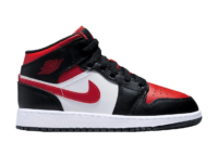 nike air jordan 1 mid black fire red (gs)