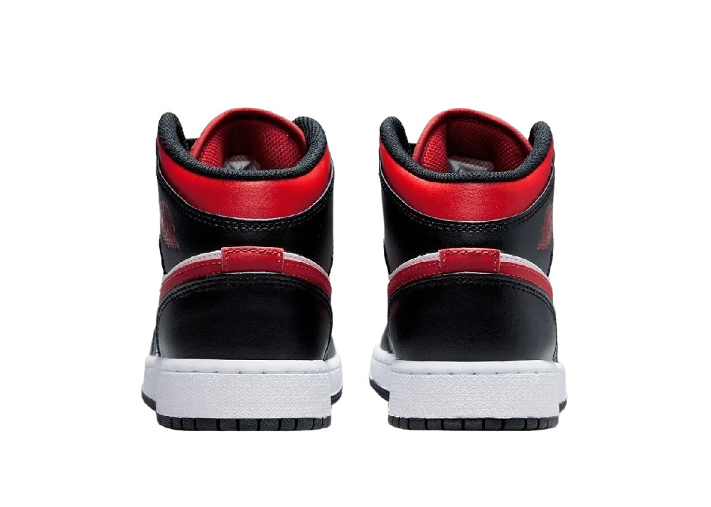 Nike Air Jordan 1 Mid Black Fire Red (GS) - 554725-079 | Sneaker Baker