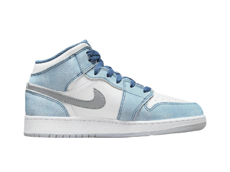 nike air jordan 1 mid se french blue light steel (gs)