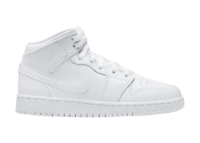 Nike Air Jordan 1 Mid Triple White (GS)