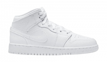 Nike Air Jordan 1 Mid Triple White (GS)