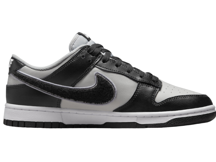 nike dunk low chenille swoosh black grey