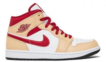 Nike Air Jordan 1 Mid Beige White Red