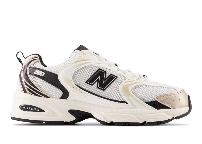 new balance 530 white light gold metallic