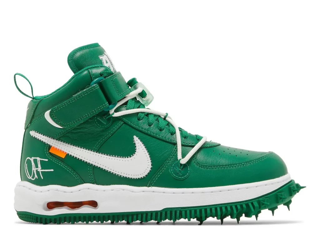 NIKE ナイキ ×OFF-WHITE AIR FORCE 1 MID SP LTHR DR0500-300 オフホワイト エアフォース1 ミッドカットスニーカー グリーン US8.5/26.5cm Nike Air Force 1 Mid Off-White Pine Green - DR0500-300 | Sneaker Baker