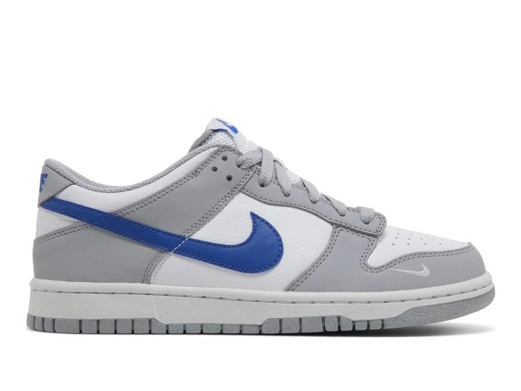 nike dunk low mini swoosh wolf grey game royal (gs)