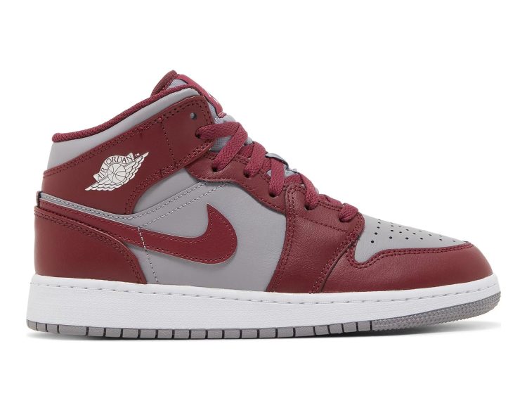 nike air jordan 1 mid cherrywood red (gs)