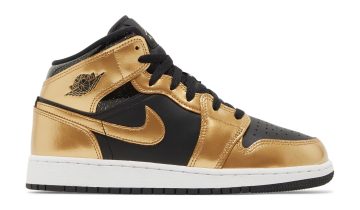 Nike Air Jordan 1 Mid SE Metallic Gold Black (GS)