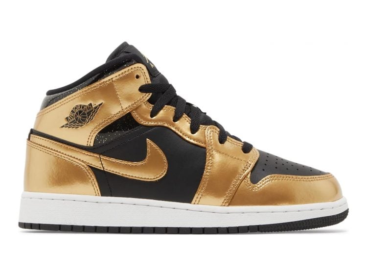 nike air jordan 1 mid se metallic gold black (gs)