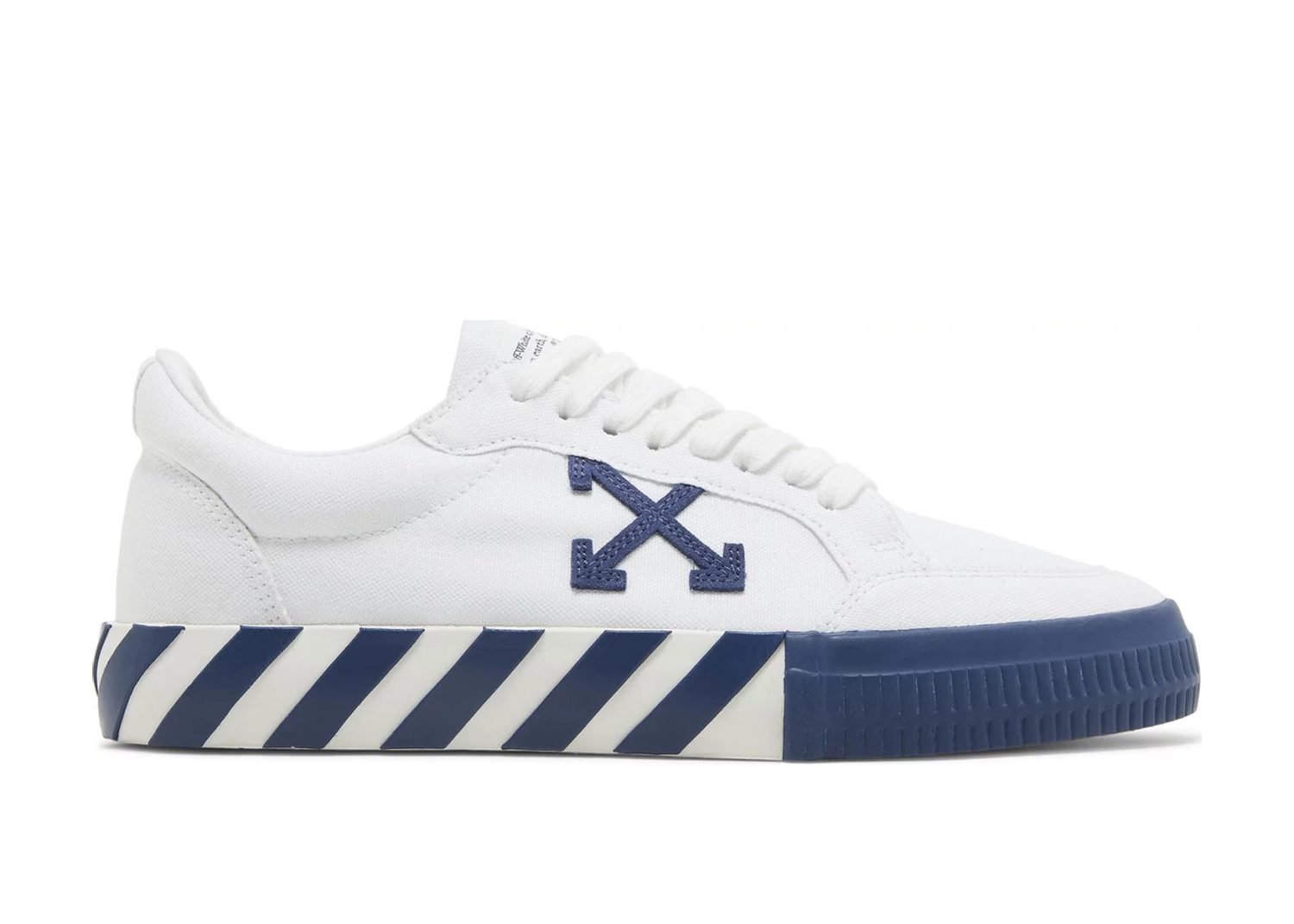 off white vulcanized low white blue canvas