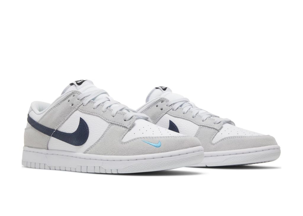Nike Dunk Low White Grey Navy Aqua Mini Swoosh - FJ4227-001