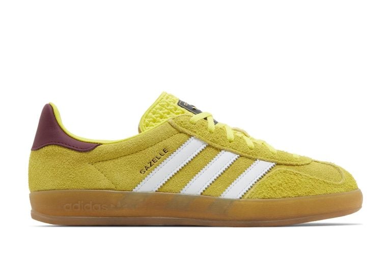 adidas gazelle indoor bright yellow collegiate burgundy (w)