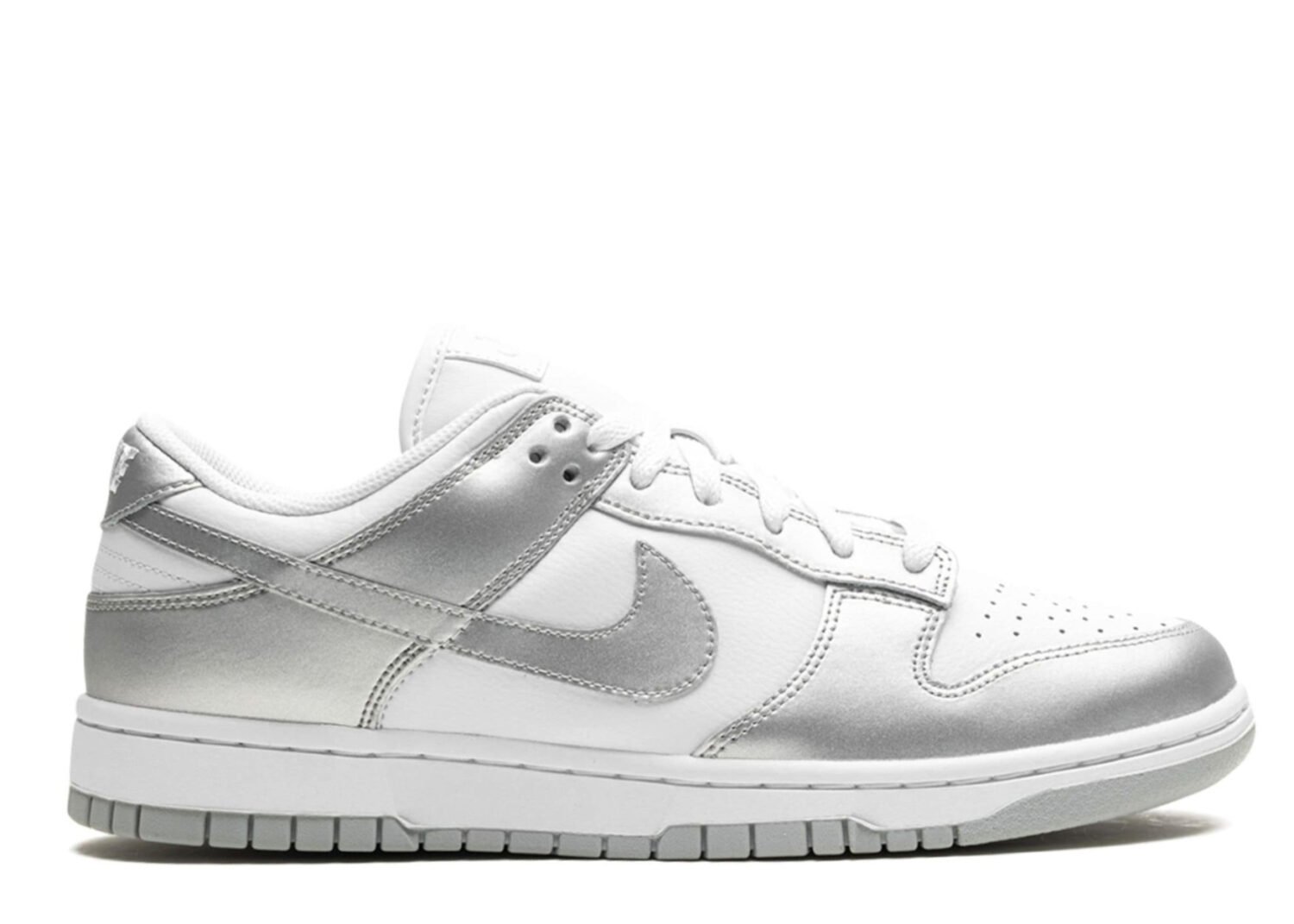 nike dunk low metallic silver