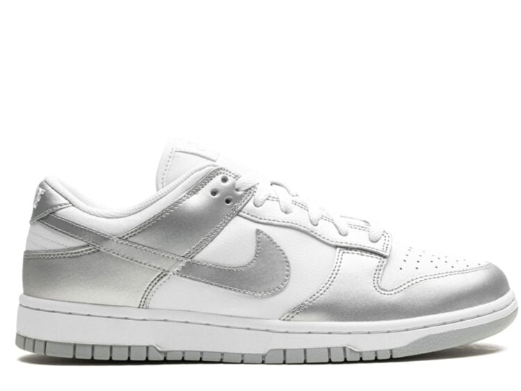 nike dunk low metallic silver