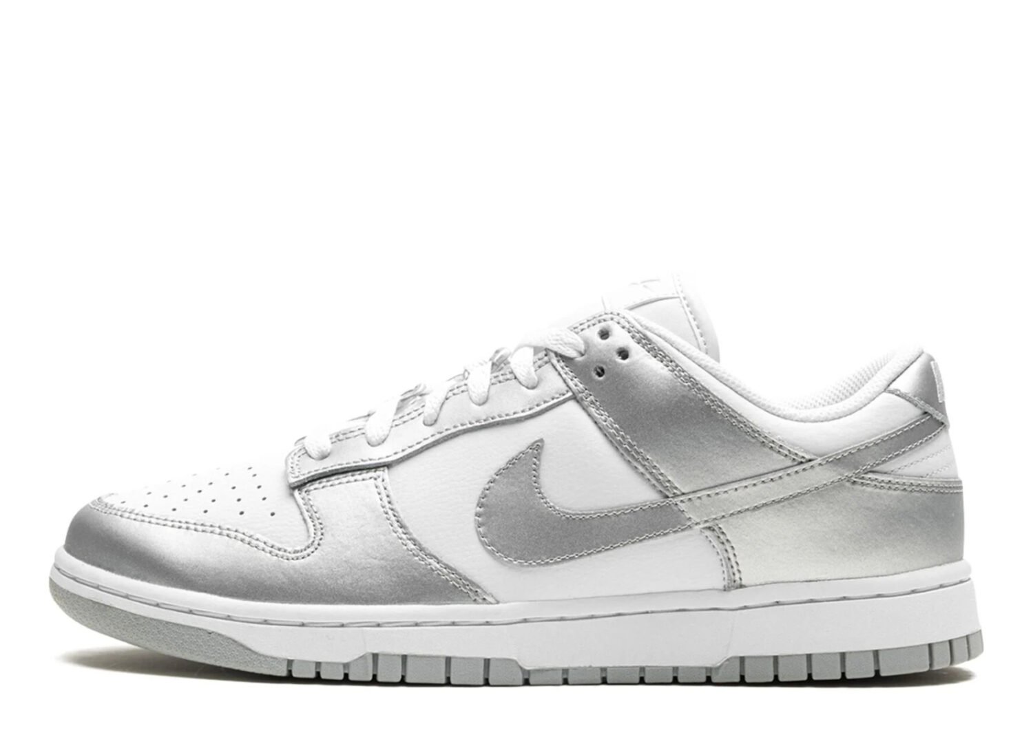 nike dunk low metallic silver