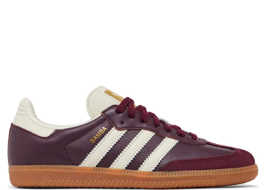 adidas samba og maroon gold metallic