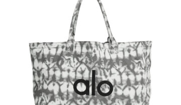 Alo Yoga Iconic Shopper Tote Bag Grey Tiedye