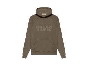 fear of god essentials hoodie wood