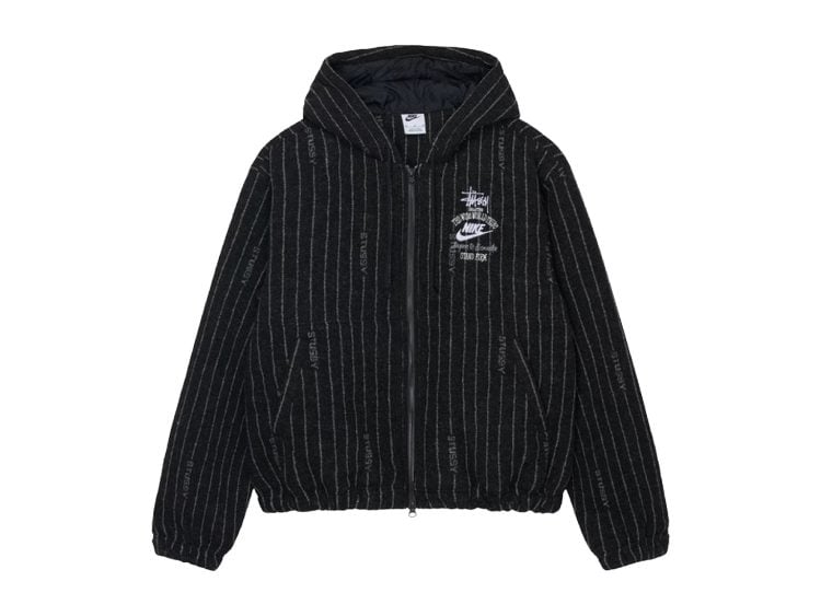 nike x stussy striped wool jacket black